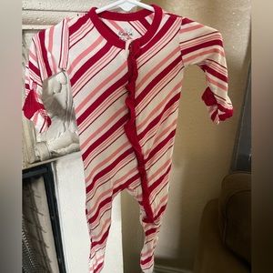KicKee Pants candy cane zip onesie